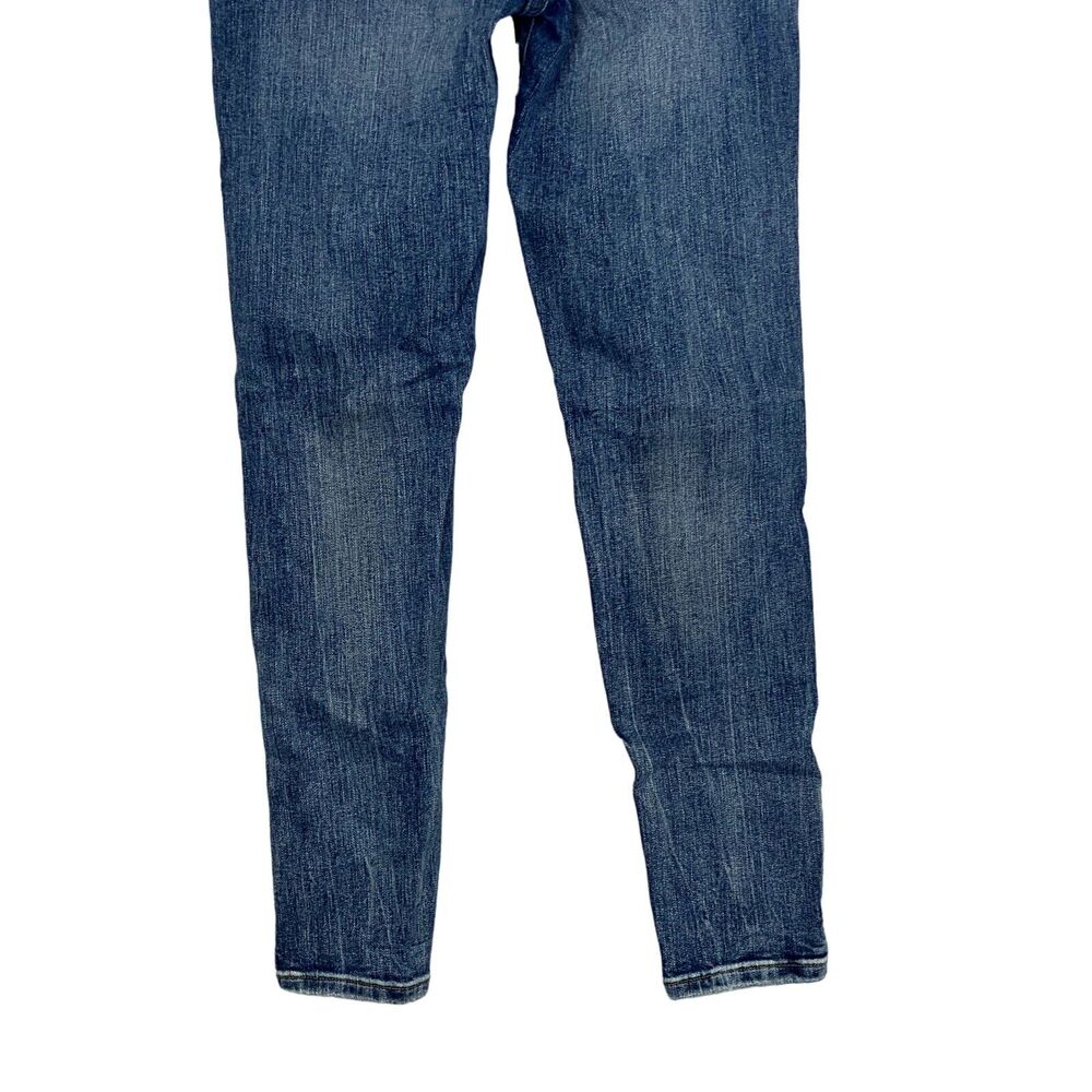 ZARA Cotton Skinny Mid Rise Distressed Stretch Casual Jean Hem Side Slits 2 Blue - Picture 7 of 15